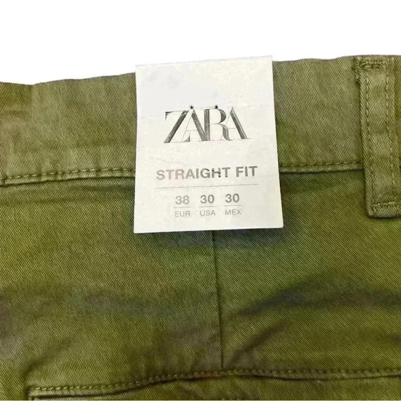 Zara Olive Green Straight Fit Shorts, Size 30 - Picture 3 of 5
